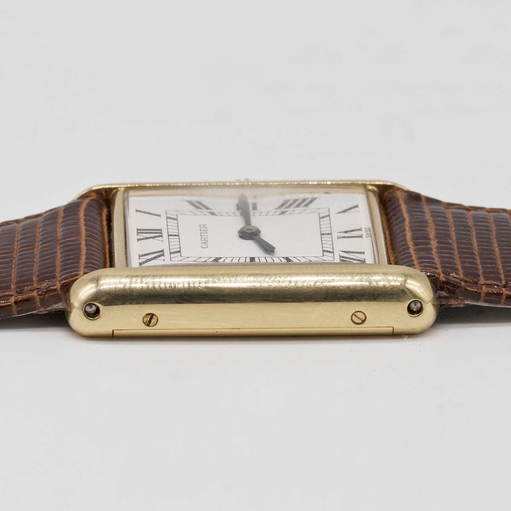 A GENTLEMAN'S SIZE 18K SOLID GOLD CARTIER TANK WRIST WATCH CIRCA 1980s Movement: Manual wind, signed - Image 8 of 9