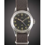 A RARE GENTLEMAN'S STAINLESS STEEL ROYAL RHODESIAN AIR FORCE MILITARY OMEGA PILOTS WRIST WATCH CIRCA