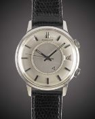 A GENTLEMAN'S LARGE SIZE STAINLESS STEEL JAEGER LECOULTRE MEMOVOX ALARM WRIST WATCH CIRCA 1960s