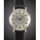 A GENTLEMAN'S LARGE SIZE STAINLESS STEEL JAEGER LECOULTRE MEMOVOX ALARM WRIST WATCH CIRCA 1960s