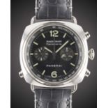 A GENTLEMAN'S STAINLESS STEEL PANERAI RADIOMIR RATTRAPANTE CHRONOGRAPH WRIST WATCH DATED 2008,