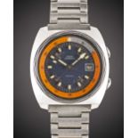 A RARE GENTLEMAN'S STAINLESS STEEL GIRARD PERREGAUX GYROMATIC DEEP DIVER BRACELET WATCH CIRCA