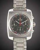 A GENTLEMAN'S STAINLESS STEEL NIVADA CHRONOGRAPH BRACELET WATCH CIRCA 1970, REF. 85014 WITH