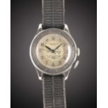 A GENTLEMAN'S STAINLESS STEEL LONGINES WEEMS AVIATORS WRIST WATCH CIRCA 1937, WITH U.S. PATENT