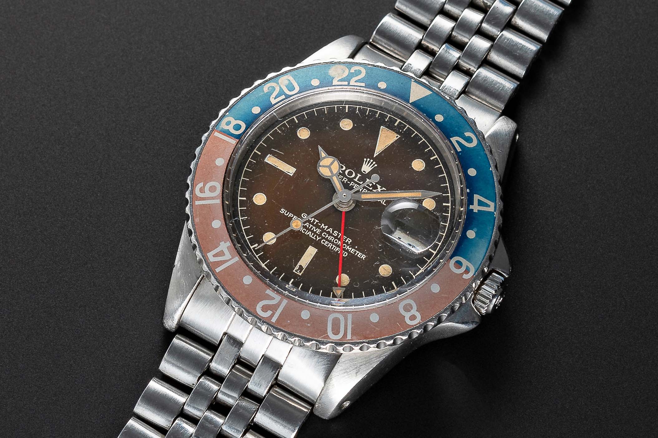 A RARE GENTLEMAN'S STAINLESS STEEL ROLEX OYSTER PERPETUAL GMT MASTER BRACELET WATCH CIRCA 1961, REF.