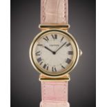 AN 18K SOLID GOLD CARTIER VENDOME BI-PLAN MECANIQUE "CONCEALED CLASP" WRIST WATCH CIRCA 1990s,