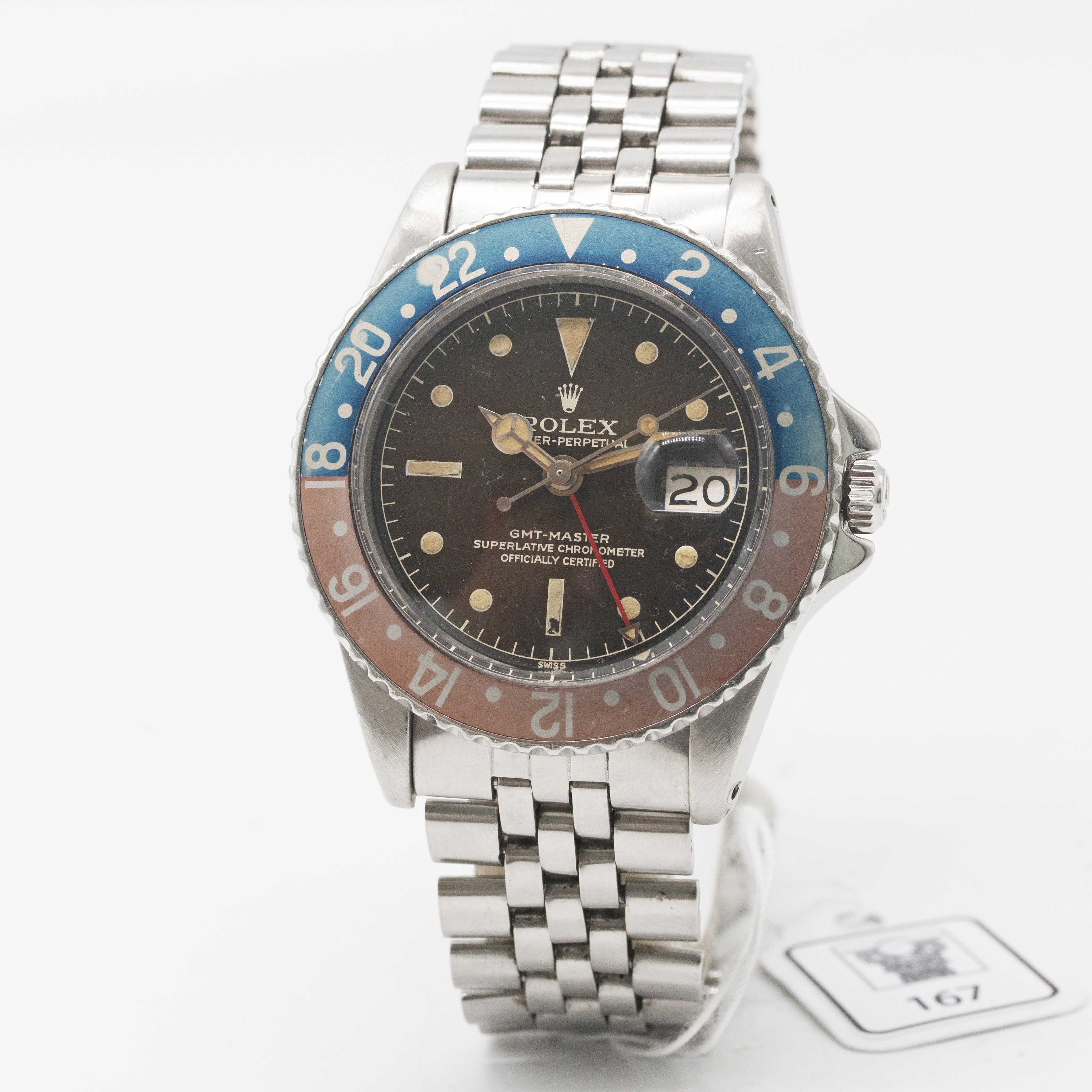 A RARE GENTLEMAN'S STAINLESS STEEL ROLEX OYSTER PERPETUAL GMT MASTER BRACELET WATCH CIRCA 1961, REF. - Image 5 of 11