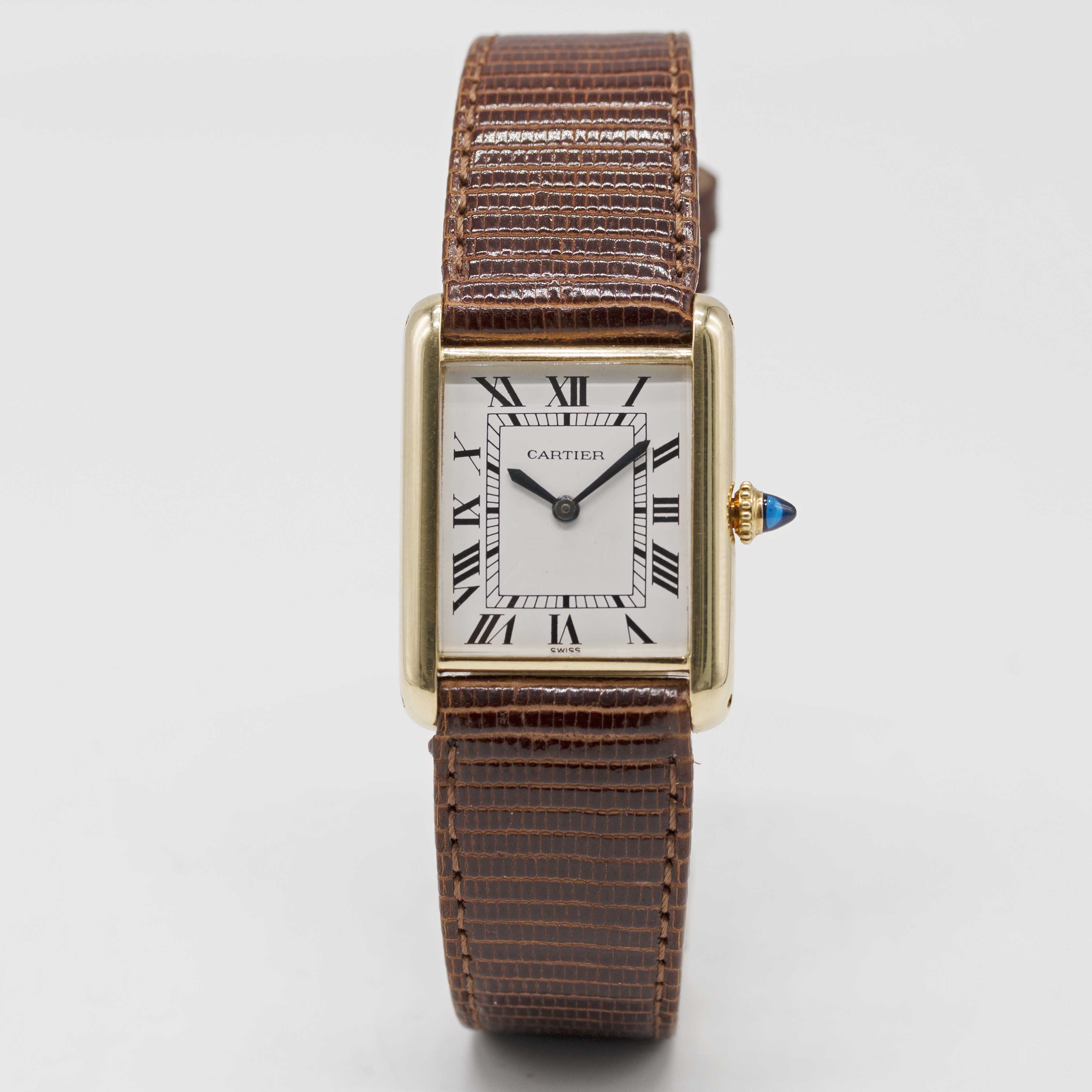 A GENTLEMAN'S SIZE 18K SOLID GOLD CARTIER TANK WRIST WATCH CIRCA 1980s Movement: Manual wind, signed - Image 2 of 9