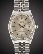 A GENTLEMAN'S STEEL & WHITE GOLD ROLEX OYSTER PERPETUAL DATEJUST TURNOGRAPH BRACELET WATCH CIRCA