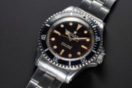 A RARE GENTLEMAN'S STAINLESS STEEL ROLEX OYSTER PERPETUAL SUBMARINER BRACELET WATCH CIRCA 1966, REF.