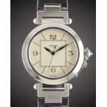 A GENTLEMAN'S LARGE SIZE STAINLESS STEEL CARTIER PASHA XL "JUMBO" AUTOMATIC BRACELET WATCH DATED