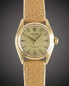 A RARE GENTLEMAN'S 18K SOLID GOLD ROLEX OYSTER OFFICIALLY CERTIFIED CHRONOMETER WRIST WATCH CIRCA