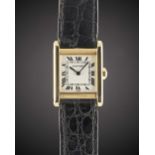 A GENTLEMAN'S SIZE 18K SOLID GOLD CARTIER PARIS TANK NORMALE WRIST WATCH CIRCA 1980s Movement: