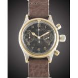 A GENTLEMAN'S GERMAN MILITARY TUTIMA GLASHUTTE LUFTWAFFE PILOTS FLYBACK CHRONOGRAPH WRIST WATCH