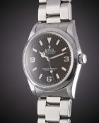 A GENTLEMAN'S STAINLESS STEEL ROLEX OYSTER PERPETUAL EXPLORER BRACELET WATCH CIRCA 1996, REF.