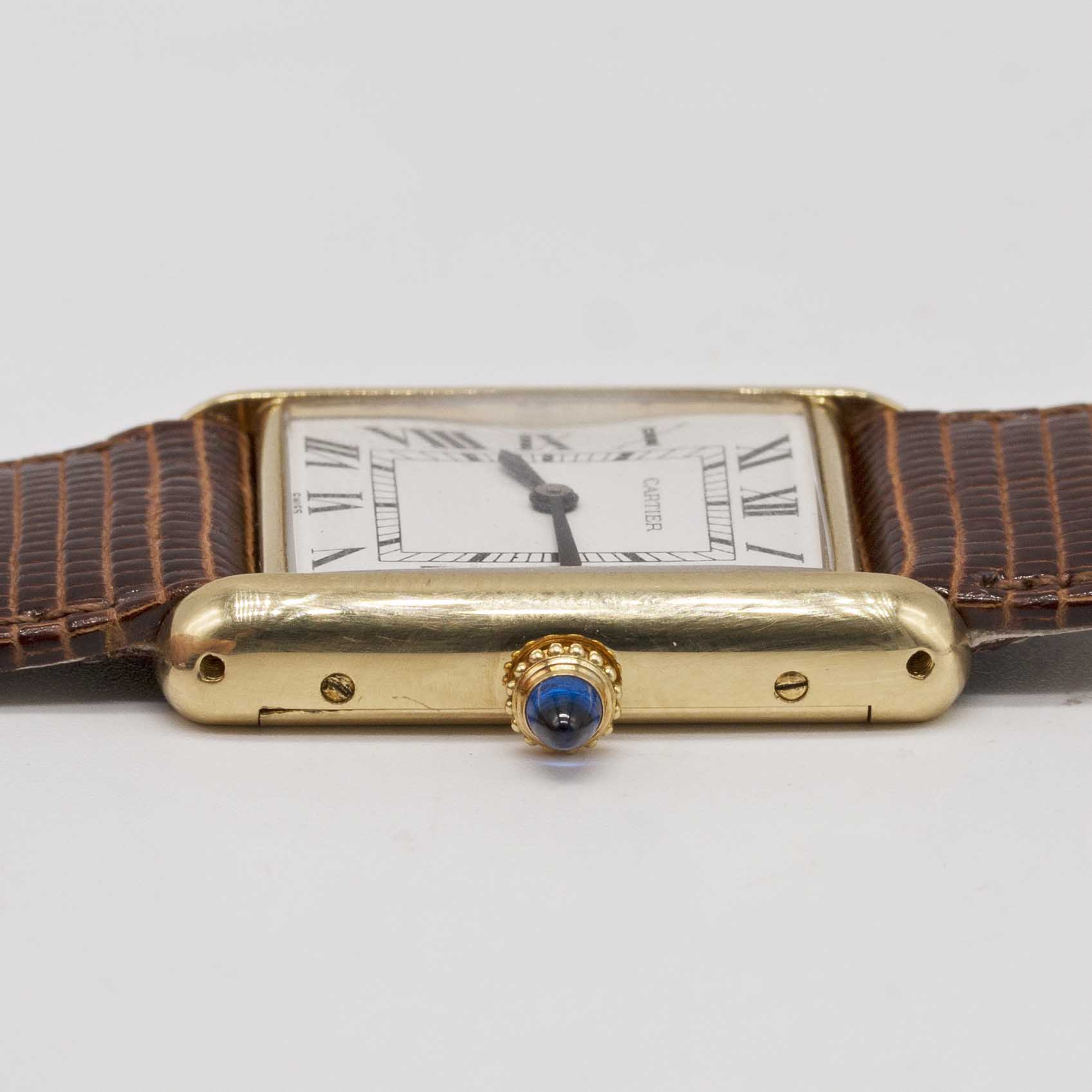 A GENTLEMAN'S SIZE 18K SOLID GOLD CARTIER TANK WRIST WATCH CIRCA 1980s Movement: Manual wind, signed - Image 9 of 9