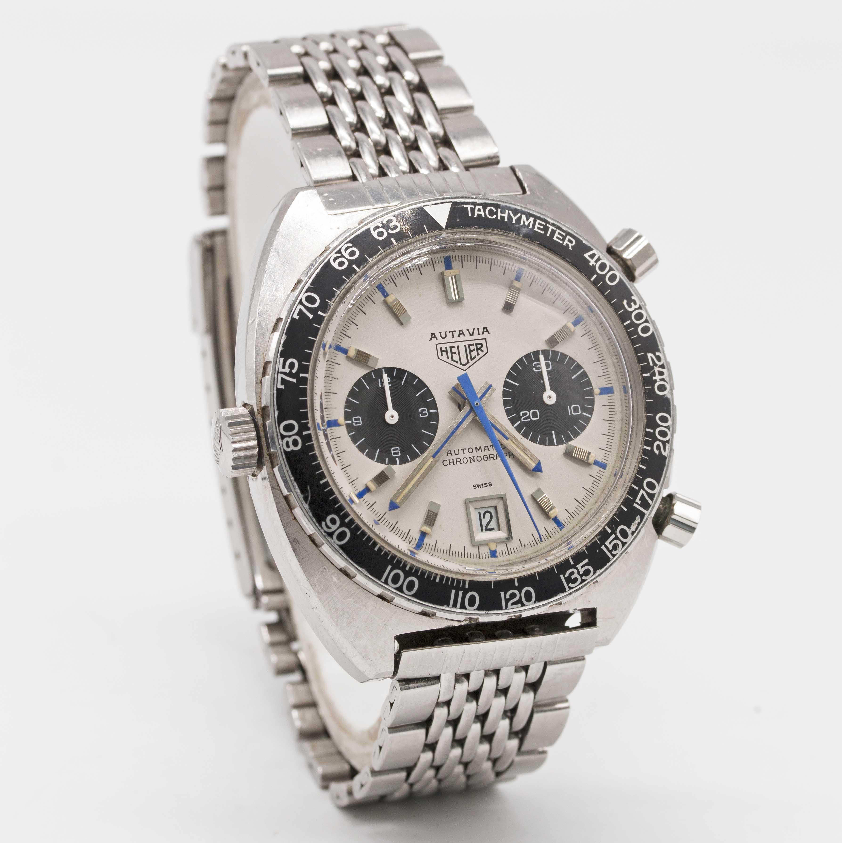 A RARE GENTLEMAN'S STAINLESS STEEL HEUER AUTAVIA "JO SIFFERT" AUTOMATIC CHRONOGRAPH BRACELET WATCH - Image 6 of 12