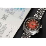 A RARE GENTLEMAN'S STAINLESS STEEL IWC AQUATIMER 30ATM AUTOMATIC DIVERS BRACELET WATCH DATED 1974,