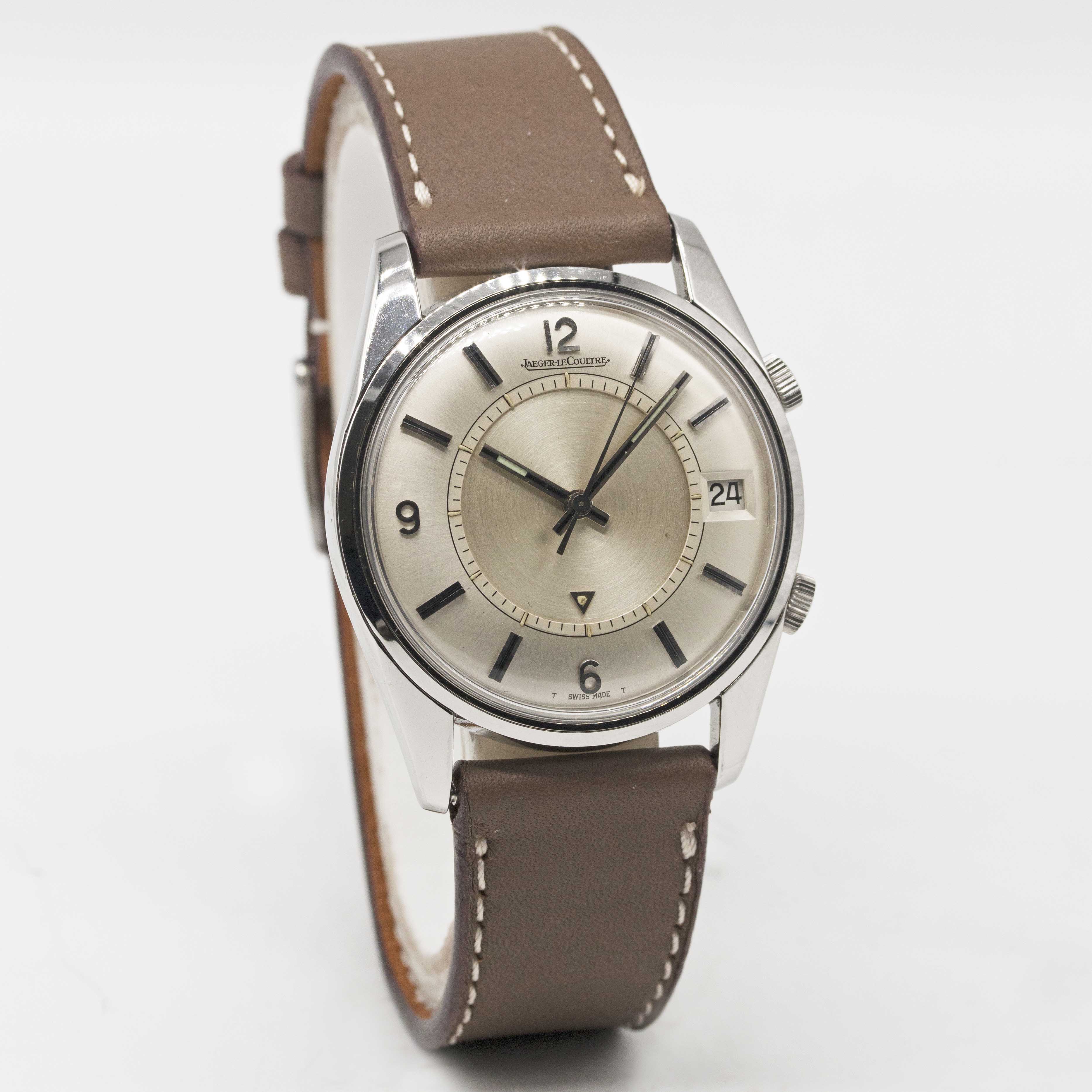 A GENTLEMAN'S STAINLESS STEEL JAEGER LECOULTRE MEMOVOX ALARM WRIST WATCH CIRCA 1960s, WITH QUARTERLY - Image 5 of 8