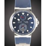 A GENTLEMAN'S STAINLESS STEEL ULYSSE NARDIN MAXI MARINE CHRONOMETER DIVERS WRIST WATCH