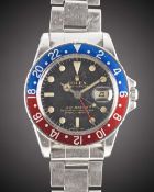 A GENTLEMAN'S STAINLESS STEEL ROLEX OYSTER PERPETUAL GMT MASTER BRACELET WATCH CIRCA 1966, REF. 1675