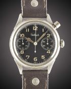 A GENTLEMAN'S GERMAN MILITARY HANHART LUFTWAFFE PILOTS SINGLE BUTTON CHRONOGRAPH WRIST WATCH CIRCA