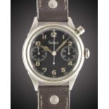 A GENTLEMAN'S GERMAN MILITARY HANHART LUFTWAFFE PILOTS SINGLE BUTTON CHRONOGRAPH WRIST WATCH CIRCA