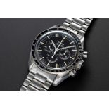 A RARE GENTLEMAN'S STAINLESS STEEL OMEGA SPEEDMASTER PROFESSIONAL CHRONOGRAPH WRIST WATCH CIRCA