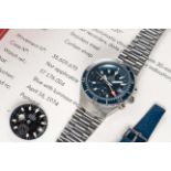 A RARE GENTLEMAN'S STAINLESS STEEL OMEGA SEAMASTER "BIG BLUE" AUTOMATIC CHRONOGRAPH BRACELET WATCH