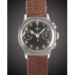 A RARE GENTLEMAN'S LARGE SIZE STAINLESS STEEL LEMANIA 15TL CHRONOGRAPH WRIST WATCH CIRCA 1940,