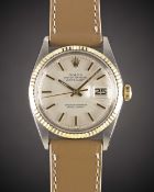 A GENTLEMAN'S STEEL & GOLD ROLEX OYSTER PERPETUAL DATEJUST WRIST WATCH CIRCA 1972, REF. 1601 WITH