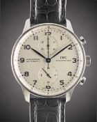 A GENTLEMAN'S STAINLESS STEEL IWC PORTUGUESE AUTOMATIC CHRONOGRAPH WRIST WATCH CIRCA 2000s, REF.