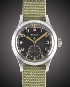 A GENTLEMAN'S BRITISH MILITARY BUREN GRAND PRIX W.W.W. WRIST WATCH CIRCA 1945, PART OF THE "DIRTY