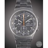 A GENTLEMAN'S BLACK COATED STAINLESS STEEL ORFINA PORSCHE DESIGN CHRONOGRAPH BRACELET WATCH CIRCA