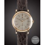 A GENTLEMAN'S 18K SOLID ROSE GOLD VACHERON & CONSTANTIN WRIST WATCH CIRCA 1960s Movement: 18J,