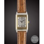 A LADIES STEEL & GOLD JAEGER LECOULTRE REVERSO WRIST WATCH CIRCA 1990s, REF. 260.5.86 Movement: