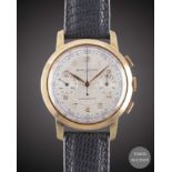 A GENTLEMAN'S LARGE SIZE GOLD PLATED BAUME & MERCIER CHRONOGRAPH WRIST WATCH CIRCA 1950s, REF.