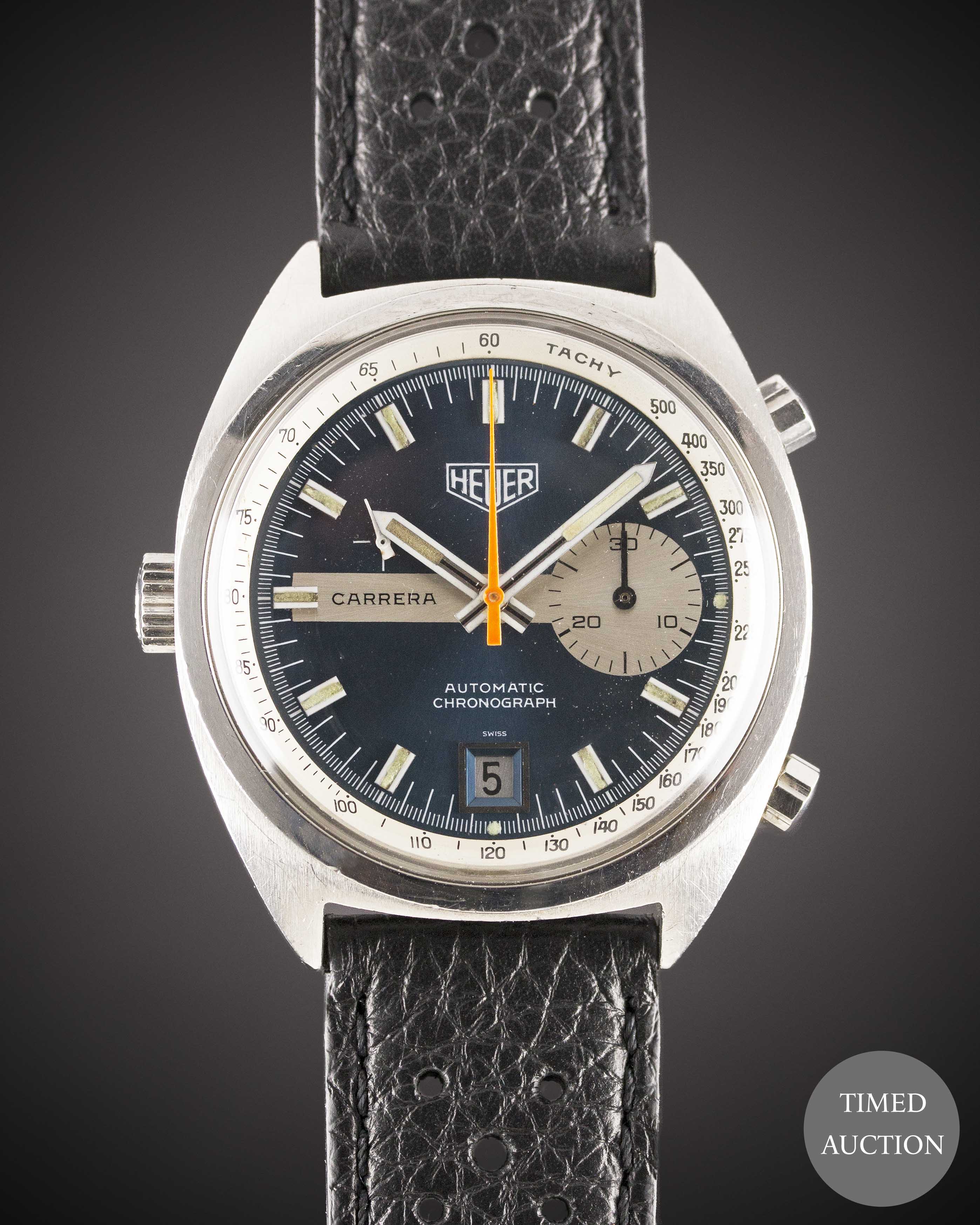 A GENTLEMAN'S STAINLESS STEEL HEUER CARRERA AUTOMATIC CHRONOGRAPH WRIST WATCH CIRCA 1972, REF. 1553