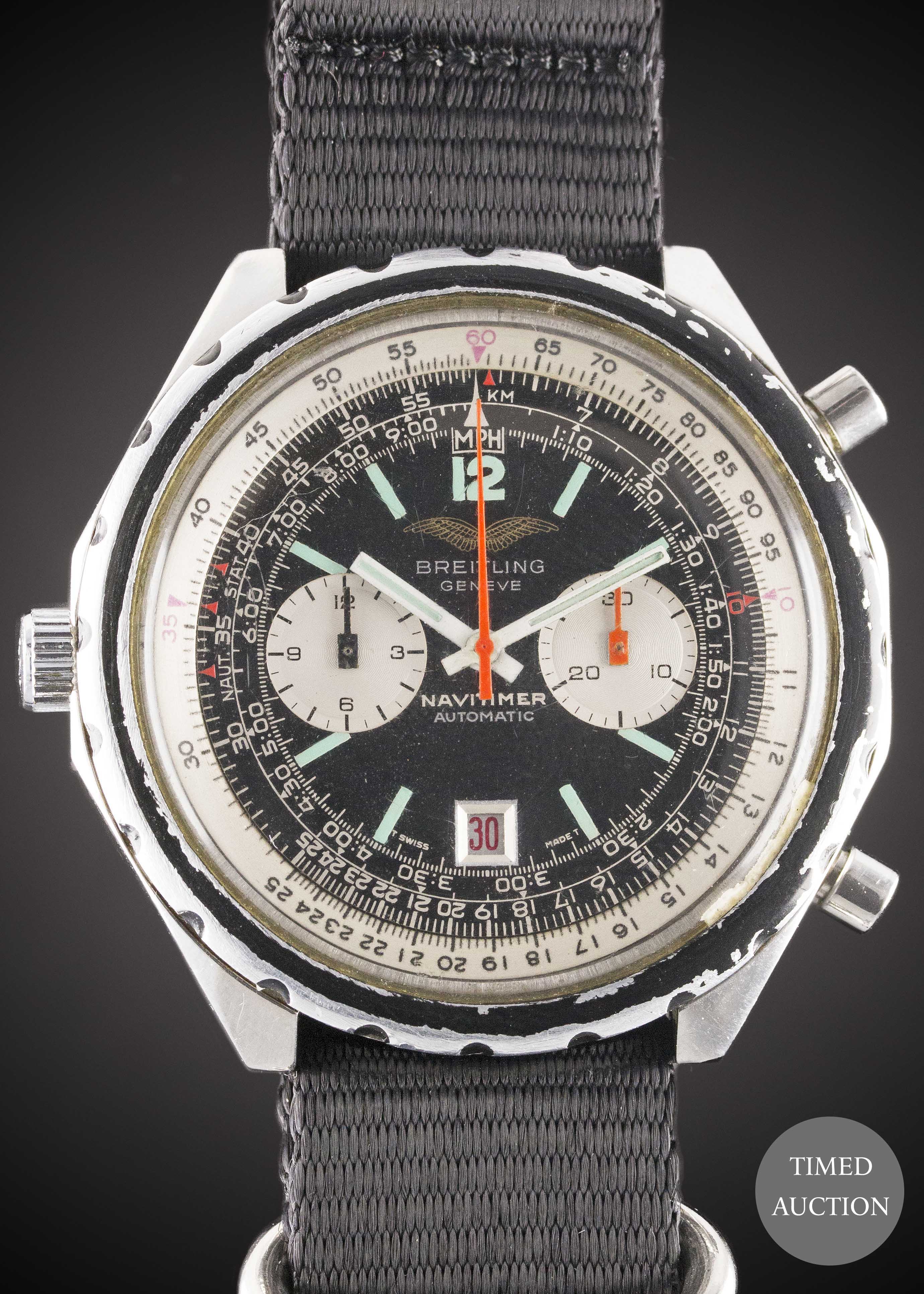 A GENTLEMAN'S STAINLESS STEEL IRAQI MILITARY AIR FORCE BREITLING AUTOMATIC NAVITIMER PILOTS