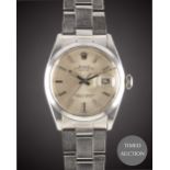 A GENTLEMAN'S STAINLESS STEEL ROLEX OYSTER PERPETUAL DATE BRACELET WATCH CIRCA 1972, REF. 1500