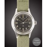 A GENTLEMAN'S STAINLESS STEEL BRITISH MILITARY HAMILTON RAF PILOTS WRIST WATCH CIRCA 1960s, WITH "