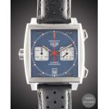 A GENTLEMAN'S STAINLESS STEEL TAG HEUER "STEVE MCQUEEN" MONACO AUTOMATIC CHRONOGRAPH WRIST WATCH