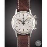 A GENTLEMAN'S STAINLESS STEEL HEUER CHRONOGRAPH WRIST WATCH CIRCA 1970, REF. 73323 WITH SILVER