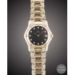 A LADIES 18K SOLID GOLD & DIAMOND EBEL 1911 BRACELET WATCH CIRCA 1990s, REF. 888944 WITH BLACK