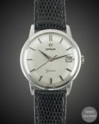 A GENTLEMAN'S STAINLESS STEEL OMEGA GENEVE WRIST WATCH CIRCA 1961, REF. 14724 SC-61 WITH BRUSHED