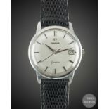 A GENTLEMAN'S STAINLESS STEEL OMEGA GENEVE WRIST WATCH CIRCA 1961, REF. 14724 SC-61 WITH BRUSHED