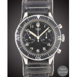 A GENTLEMAN'S STAINLESS STEEL GERMAN MILITARY HEUER "BUND" FLYBACK CHRONOGRAPH WRIST WATCH CIRCA