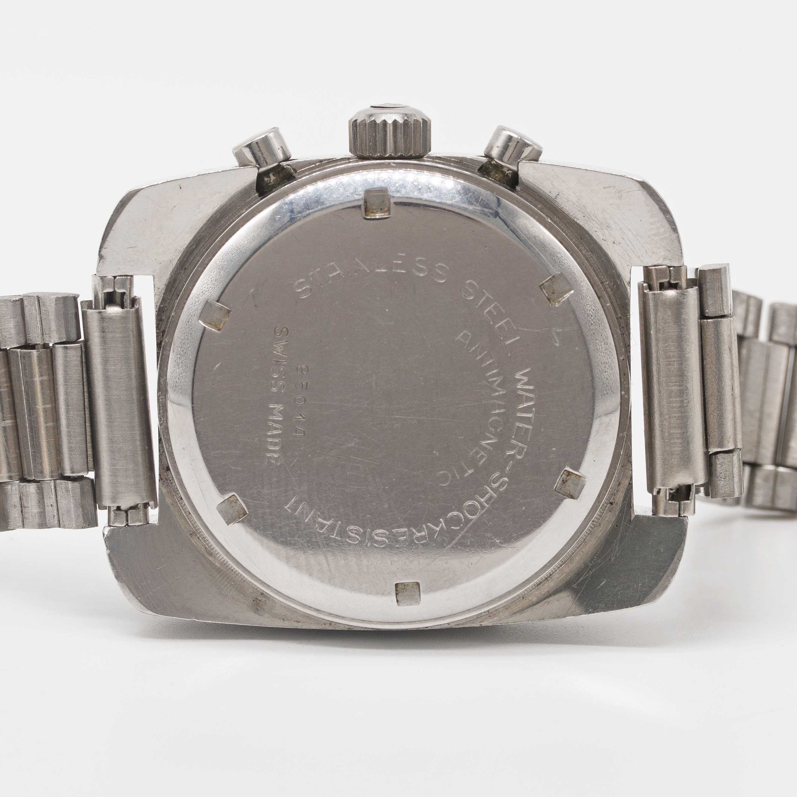 A GENTLEMAN'S STAINLESS STEEL NIVADA CHRONOGRAPH BRACELET WATCH CIRCA 1970, REF. 85014 WITH - Image 6 of 7