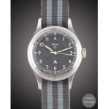 A GENTLEMAN'S STAINLESS STEEL BRITISH MILITARY SMITHS WRIST WATCH DATED 1968 Movement: 17J, manual