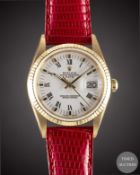 A GENTLEMAN'S SIZE 18K SOLID GOLD ROLEX OYSTER PERPETUAL DATE WRIST WATCH CIRCA 1988, REF. 15238